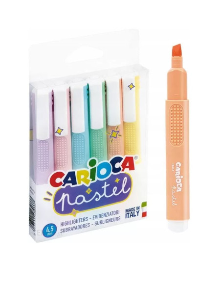 Carioca pastel highlighters 6 colors