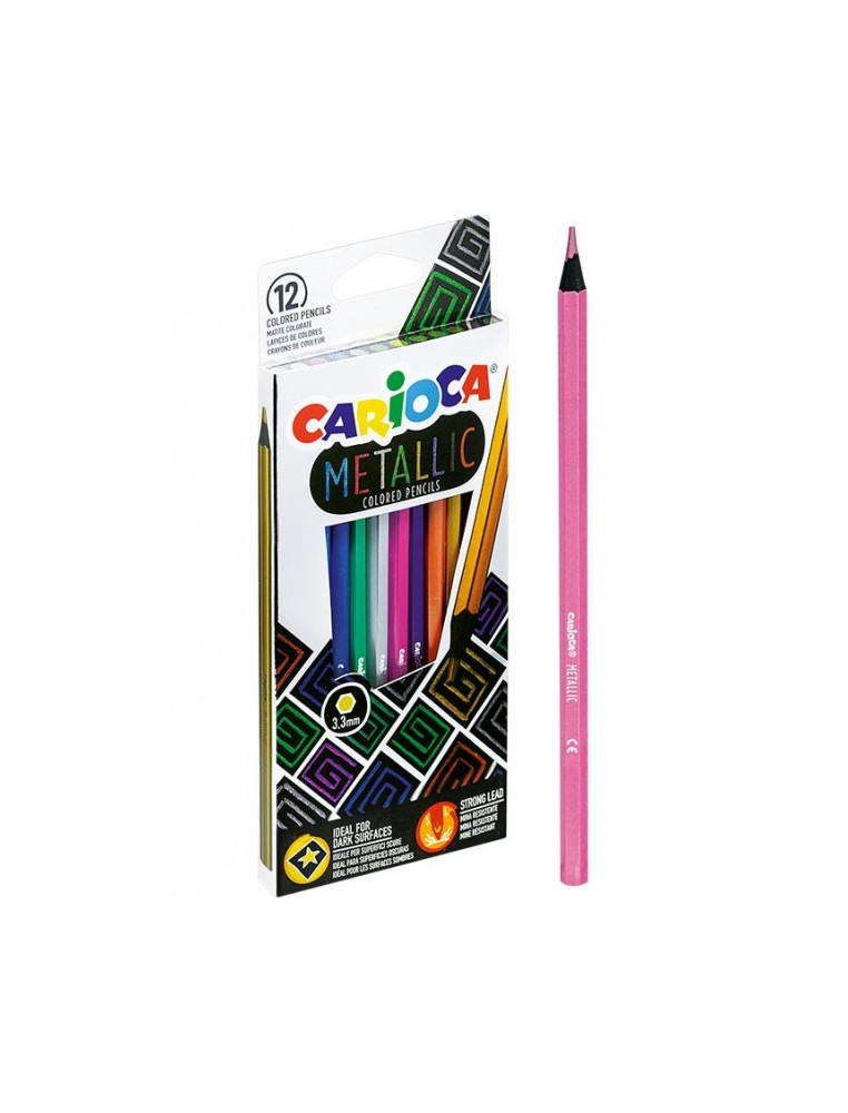 Carioca metallic pencil crayons, 12 colors.