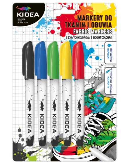 Markers for footwear and fabrics 5 colors kidea