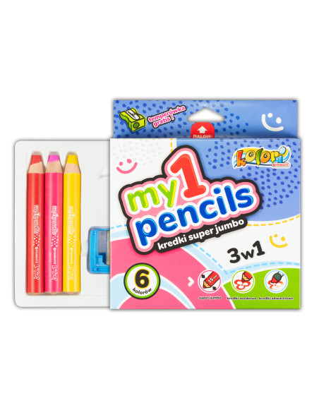 My first Super Jumbo crayons 6 col.  + pencil sharpener