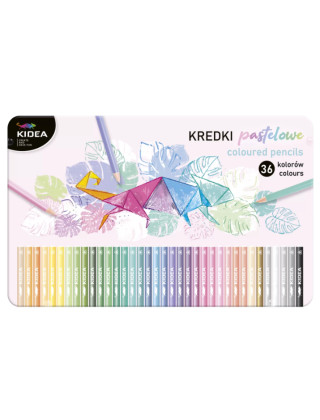 Triangular crayons in a metal box 36 colors Kidea
