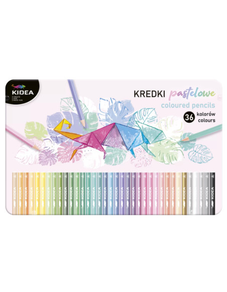 Triangular crayons in a metal box 36 colors Kidea