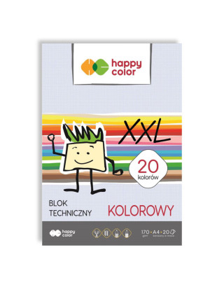 Blok techniczny kolorowy A3  170g 20 kolorów Happy Color