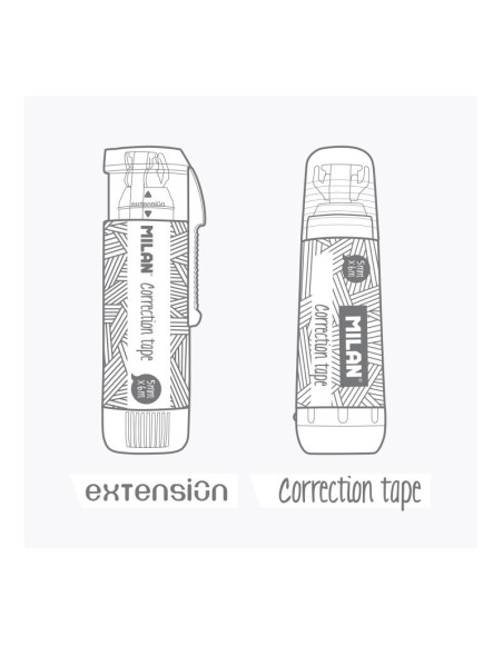 Replacement cartridges for corrector tape: Extension and cylindrical 2 pcs. on the blister