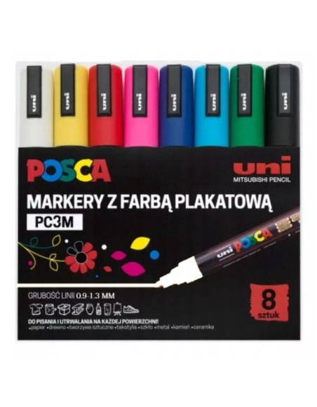 Uni Posca PC-3M Marker Set Multicolor 8 Pcs